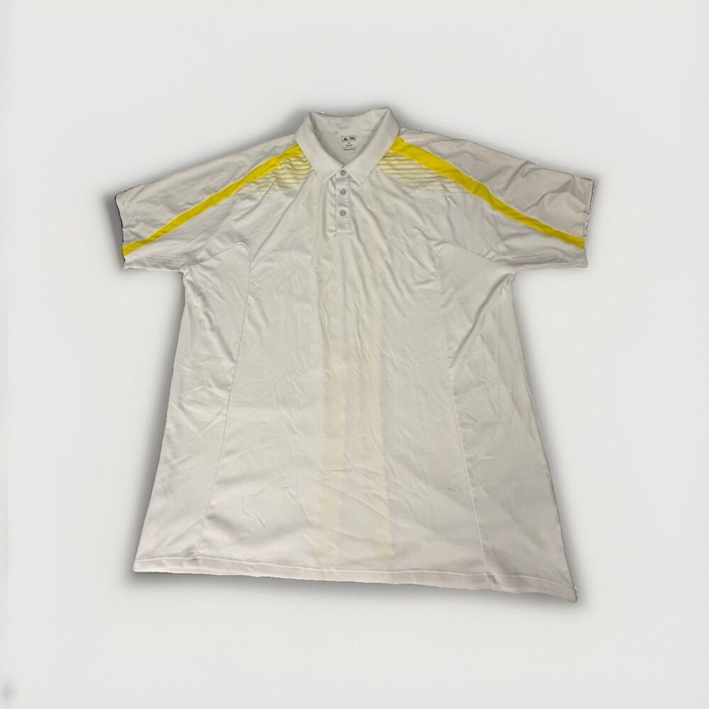 Adidas Golf ClimaCool Polo Men’s 2XL White Yellow Performance Short Sleeve